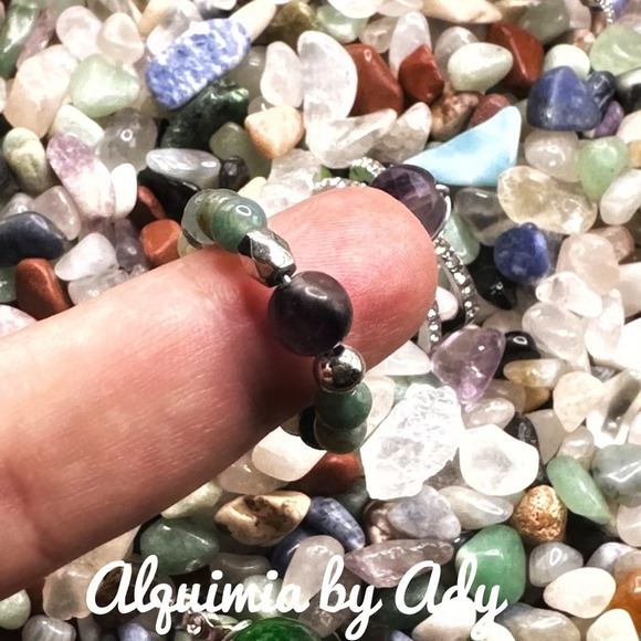 Moss Agate beaded gem ring - Picture 2 of 3